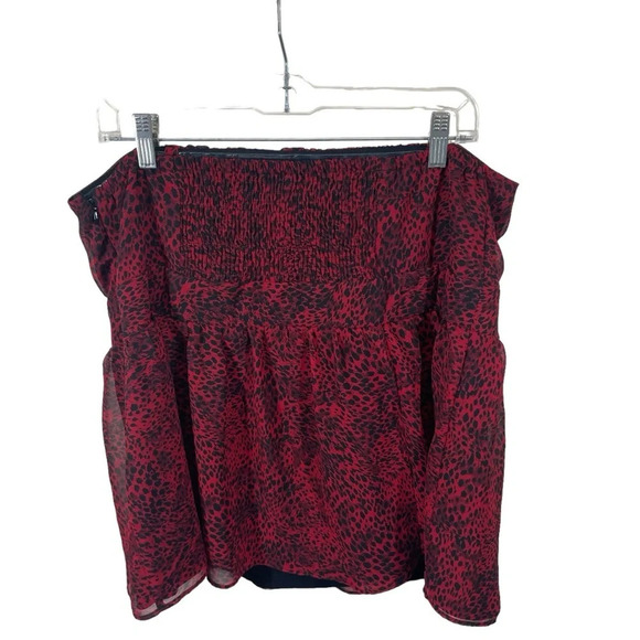 Lane Bryant animal print chiffon tube top red women’s size 18 smocked back - Picture 2 of 9